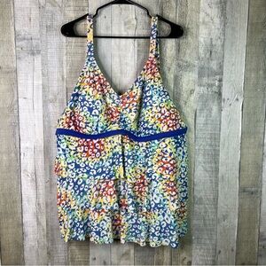 Maxine Of Hollywood SZ 22W Padded Bust Tankini Top With Fixed Straps Multicolor